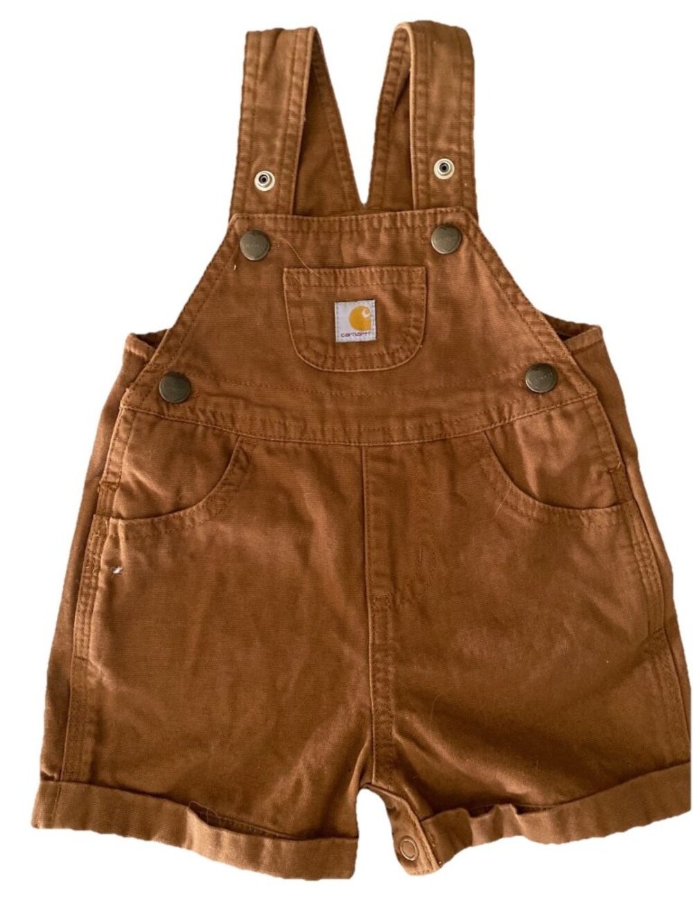 CARHARTT Baby Size 9 Months Brown Lined Bib Overalls Cotton Canvas Coveralls